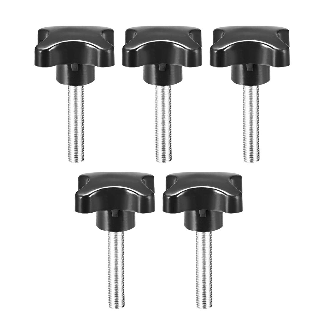 uxcell Clamping Handle Screw Knobs Handle M10 x 50mm Threaded Plastic Metal 5pcs