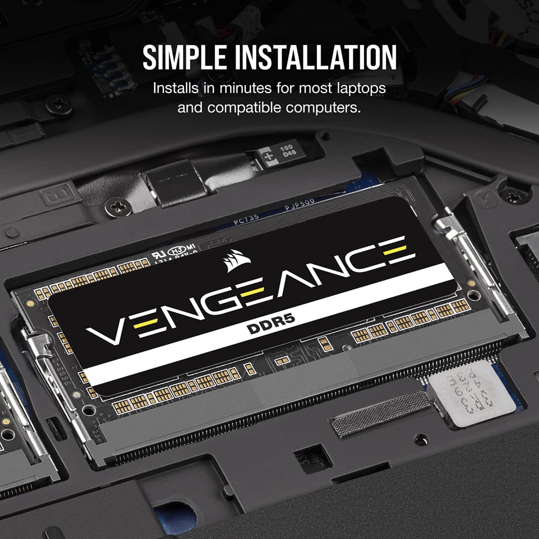 CORSAIR Vengeance SODIMM DDR5 RAM 64GB (2x32GB) 5600MHz CL48 Intel XMP iCUE Compatible Computer Memory - Black (CMSX64GX5M2A5600C48)