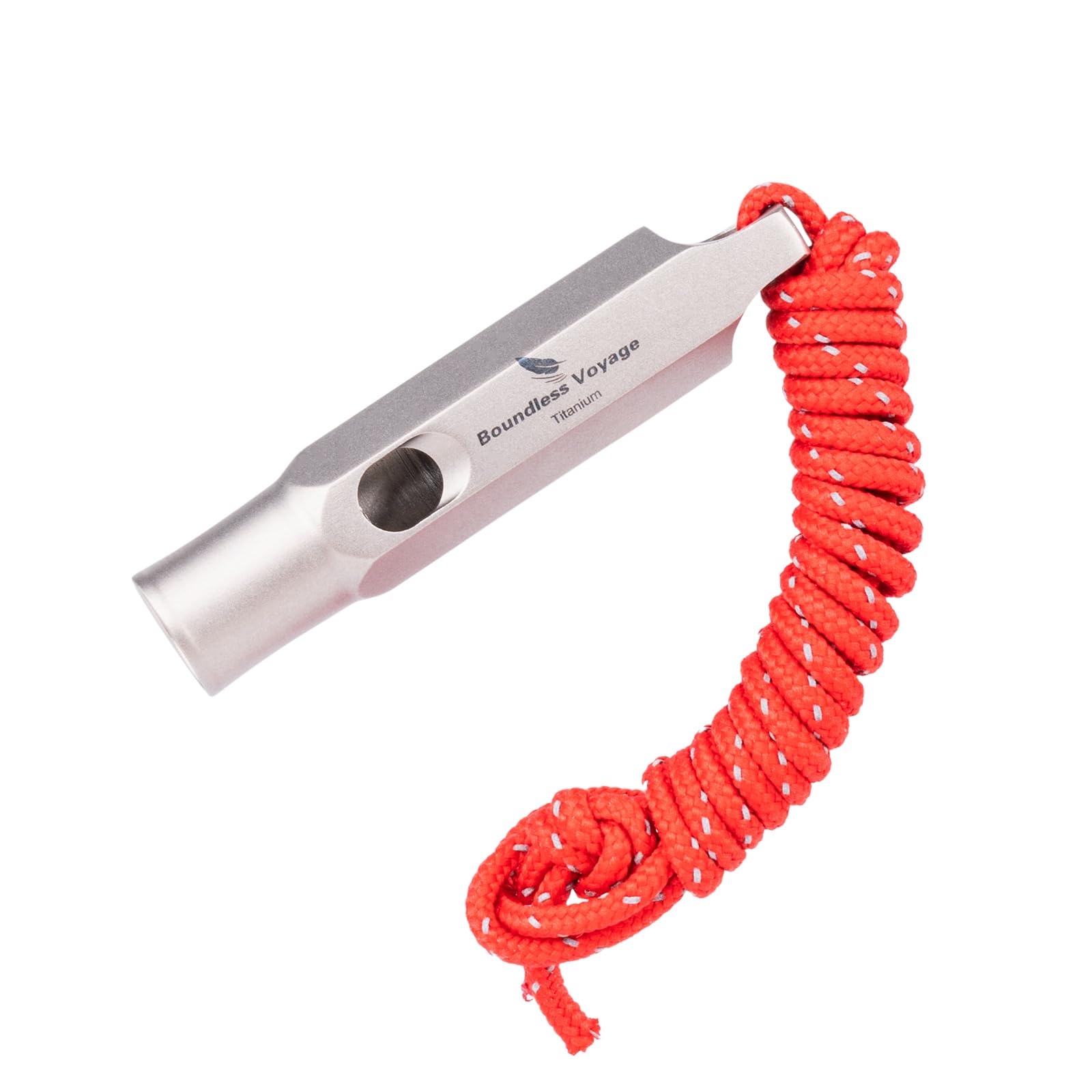 iBasingo Titanium Whistle Emergency Survival Safety Whistles with Lanyard Loud for Outdoor Camping Hiking Coaches Training Sports Keychain Whistle Signaling Tool (Ti9015O-1)