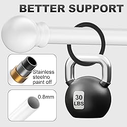 Authandis White Curtain Rods for Bedroom with