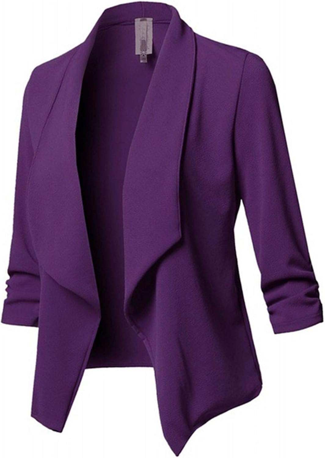 Women's Stretchy Lapel Ruched Blazer Ladies Slim LongSleeved Folds