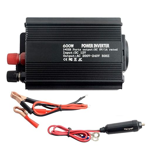 Power Inverter-600W DC 12V a 220V AC Puerto de Carga Adaptador ...