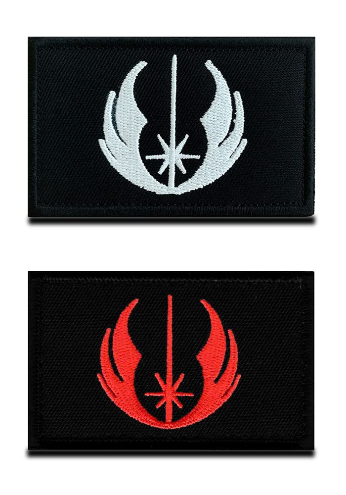2 PCS Jedi Order Jedi Knight Tactical Patch Morale Military Patch Full Embroidery Hook and Loop Patch for Bags,Backpacks,Clothes,Vest,Harness,Jacket,Military Uniforms