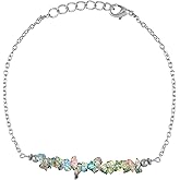 NJCRAFT Fire Opal Bracelet for Women | Natural Fire Opal Gemstone Chips Nugget Bracelet (7–10 Carat) | Silver Plated Adjustable Chain 7+1 Inch | Handmade Minimalist Jewelry Gift