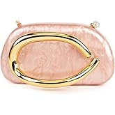 Women Acrylic Clutch Purse Metal Handle Evening Bag Trendy Box Shoulder Crossbody Bag Handbag for Wedding Party Causal