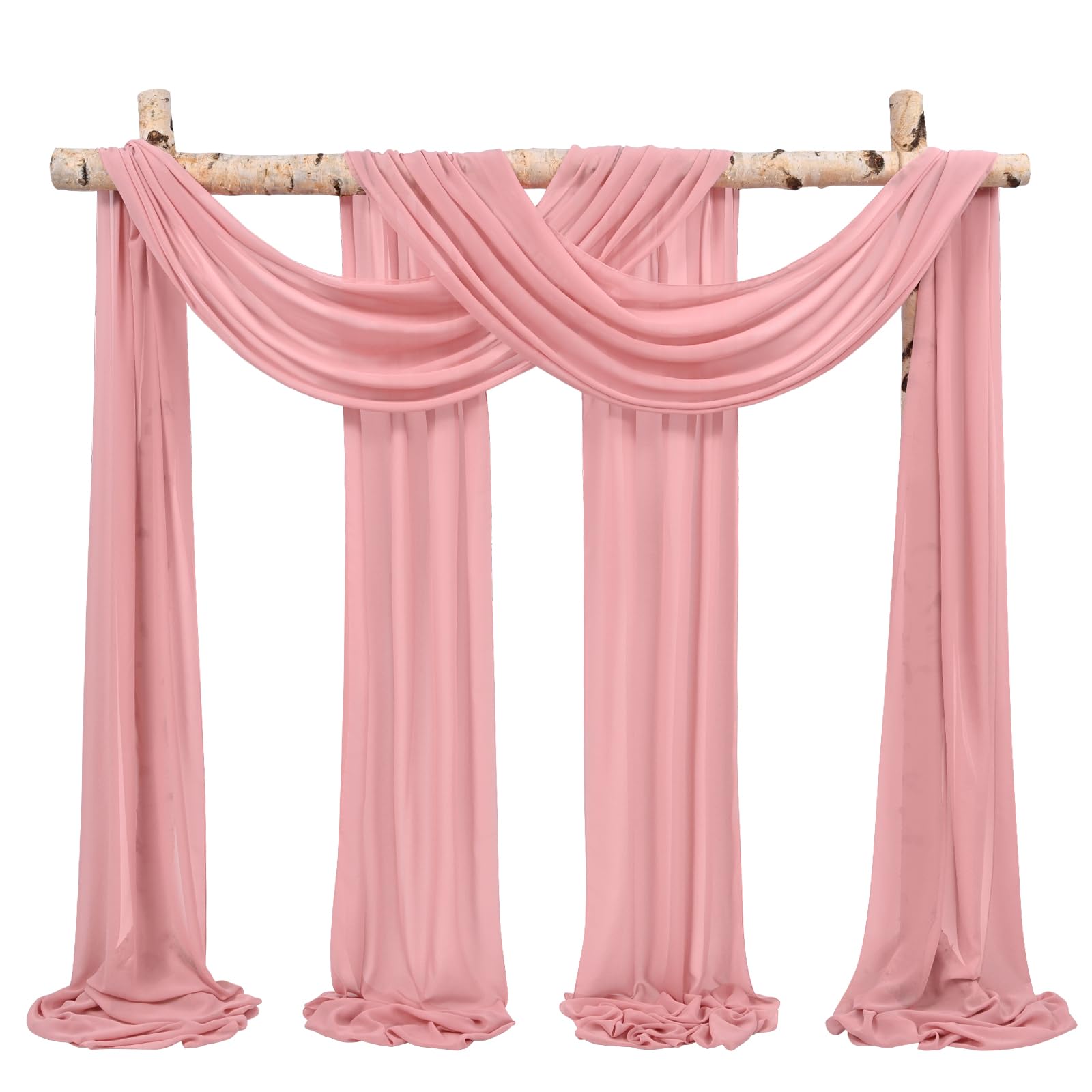 Showgeous Wedding Arch Draping Fabric 2 Panels 28" x20Ft Dusty Rose Chiffon Fabric Drapery Wedding Arch Drapes Chiffon Sheer Backdrop Curtains for Arbor Wedding Archway Ceremony Ceiling Decorations — image 1