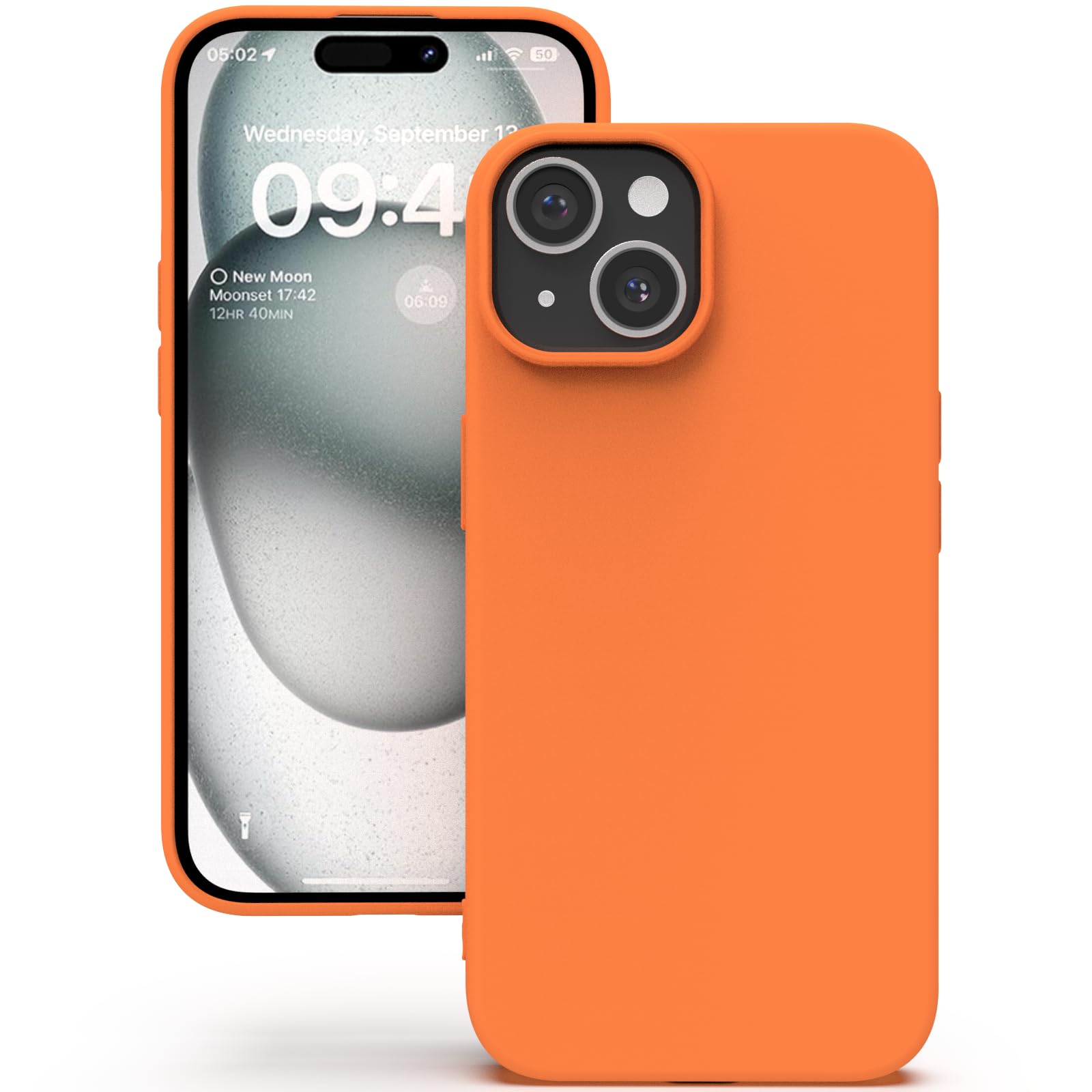 YATWIN Silicone Case for iPhone 15 Plus, Soft-Touch, Shockproof, DustProof, Antiskid Full Body Armour Phone Cover for Apple iPhone 15 Plus - Orange