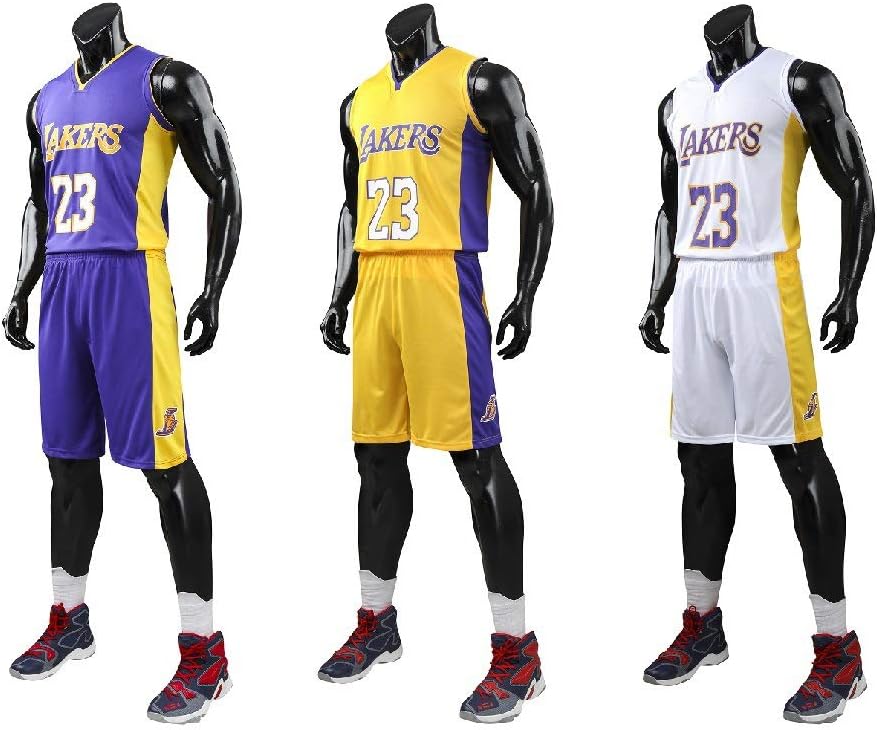 XCR Kids Boys Girls Men Adults NBA Lebron James #23 LBJ LA Lakers RETRO Basketball Jerseys Summer Suits Kits Top+Shorts 1 Set