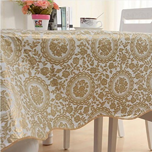 TOPBY Tablecloth Square 60 x 60 inch Wipe Clean PVC Table Cover, Oil-proof Waterproof Stain-resistant Mildew-proof (152x152 cm, Gold)