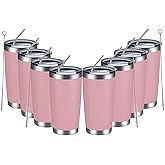 MEWAY 20oz Tumbler Double Wall Vacuum Insulated Travel Mug Bulk, Mix Color Stainless Steel Tumblers with Lid and Straw, Durab