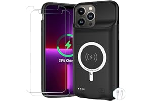 YINGYKJ Battery Case for iPhone 13 Pro Max, Upgraded 10800mAh Battery Pack Rechargeable Charger Case with Wireless Charging Compatible for iPhone 13 Pro Max (6.7 inch) External Charging Cover (Black)
