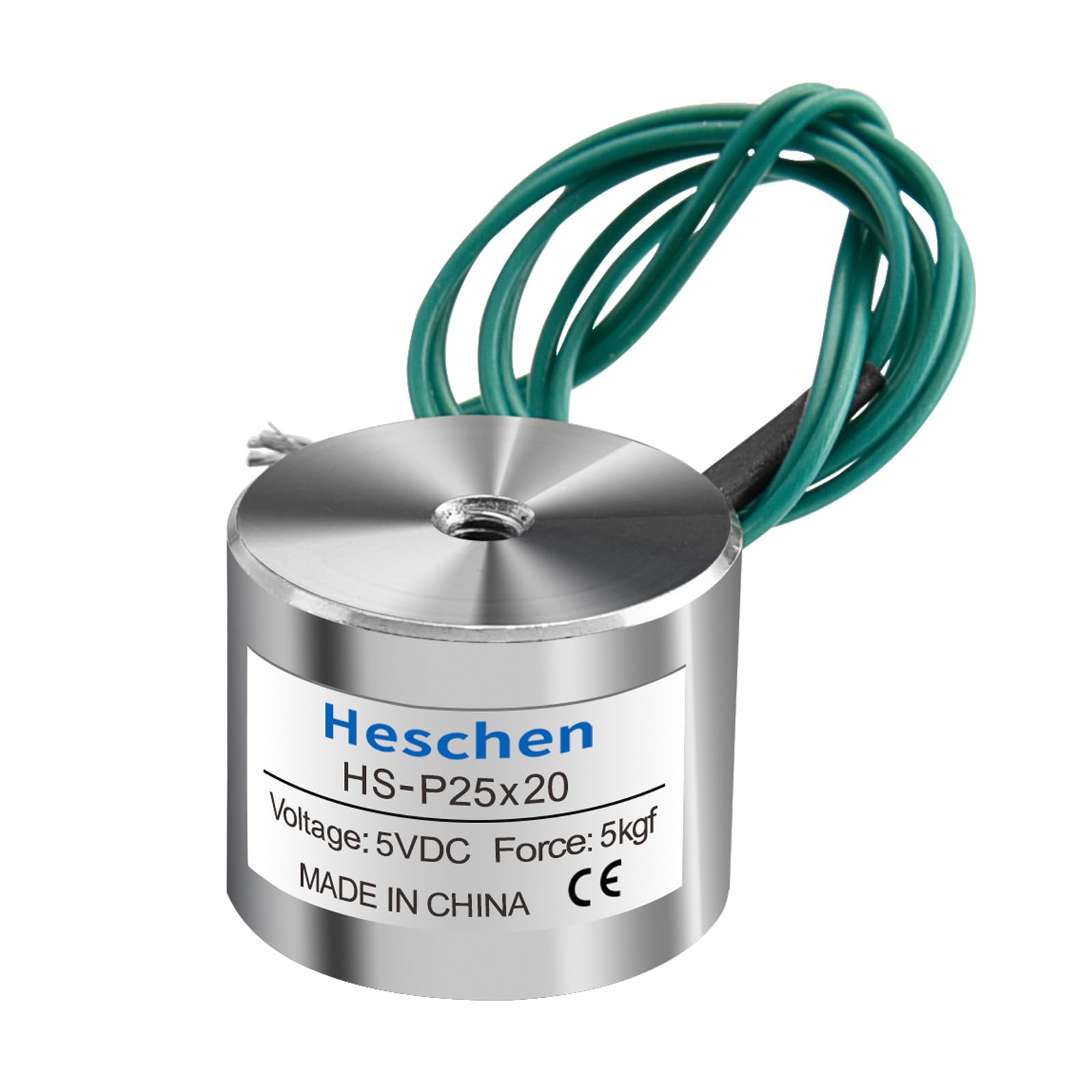 Heschen Electromagnet Magnet Solenoid P25/20, OD 25mm, DC 5V, 4W, 5Kg/11 lb