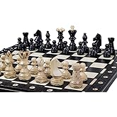 Beautiful Handcrafted Wooden Chess Set with Wooden Board and Handcrafted Chess Pieces - Gift idea Products (21" (55 cm) Black)