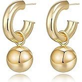 FANZE Gold Earrings, Silver Earrings Half Ball Earrings, Chunky Gold Earrings Jewelry for Women Gift