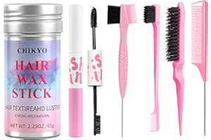 CHIKYO Hair Wax Stick, Edge Control Stick for Baby Hair, Slick Back Hair Brush, Flyaway Control, Edge Brush, Rat Tail Comb, Finishing & Coloring & Cleaning Styling Tools Set for Women, Men, Kids(6PCS)