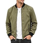 AURACLIFF Men's Jacket Faux Suede Varsity Bomber Full Zip Casual Outerwear | Soft Fabric Jacket,Vintage Fall Coat with Pockets,Men's Bomber Jackets,2026 Fashion Winter Jackets for Men