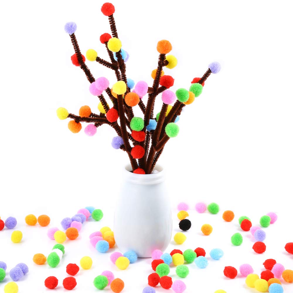 Caydo 2000 Pieces 1 cm Pompoms, Fuzzy Pom Poms Ball for DIY Art Craft Supplies（Assorted Color）