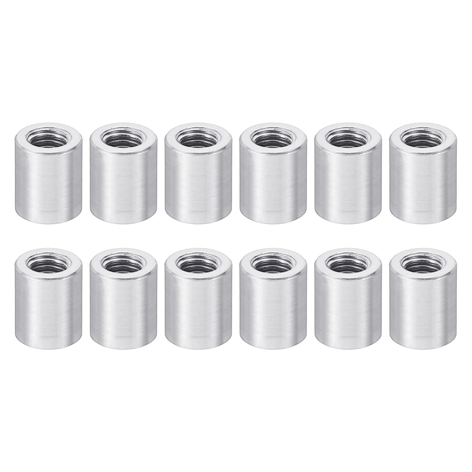 PATIKIL 12pcs M3 Metal Threaded Standoff Spacer Nuts, Round Aluminum Spacers Female Coupling Screws, 1/8" ID x 3/16" OD, Metallic Silvery 3x5x6mm — image 1