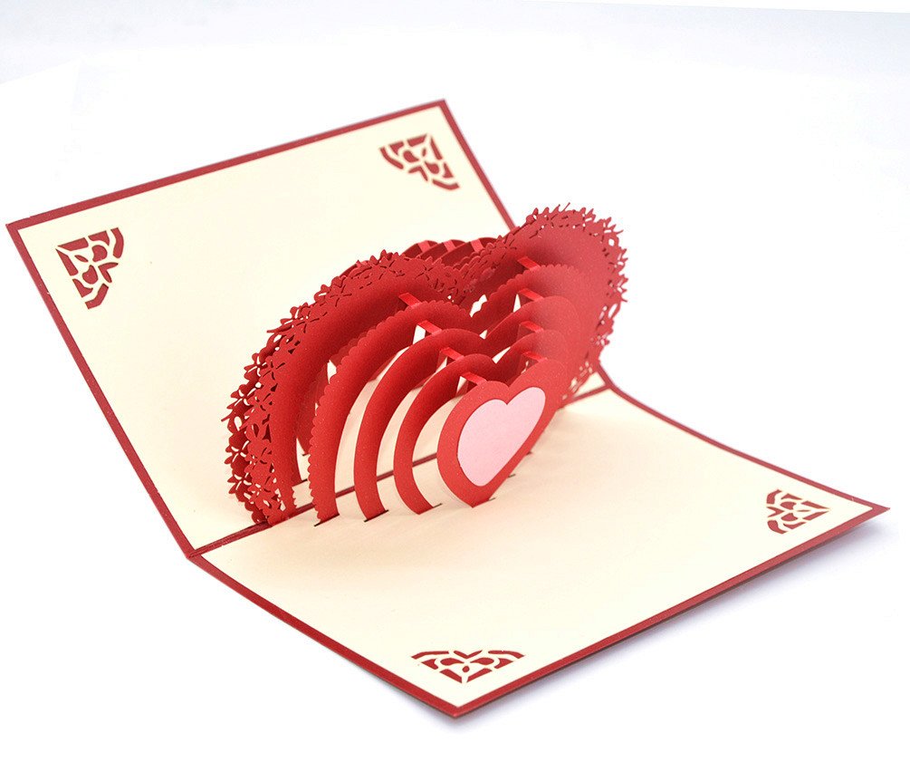 Medigy 3D Pop Up Greeting Card for Valentines,Lovers,Couple's,Wedding,Dating,Anniversary (heart to heart)