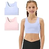 Sascina Girls Soft Training Bras 7-12 Seamless First Bra Girls Sports Bras Longline Crop - No Pads, Chest Double Lined