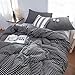 LIFETOWN Jersey Knit Cotton Duvet Cover Twin, Twin XL Black White Striped Duvet Cover Set 3 Pieces, Super Soft and Easy Care