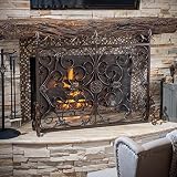 Christopher Knight Home Darcie Black Brushed Gold Finish Wrought Iron Fireplace Screen