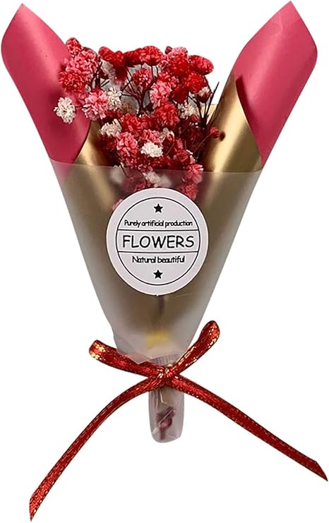 Tarjeta de felicitación de flores secas con caja de regalo para el día