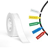 NIIMBOT Thermal Transfer Cable Labels 0.49" x 4.29", for N1(B18) Label Maker, PET Material, Waterproof and High-Temperature Resistance, Long Storage Time, 1 Roll of 60, White