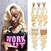 Dorabeauty #613 Platinum Blonde Hair 4×4 Lace Closure with 3 Bundles 100% Brazilian Remy Human Hair