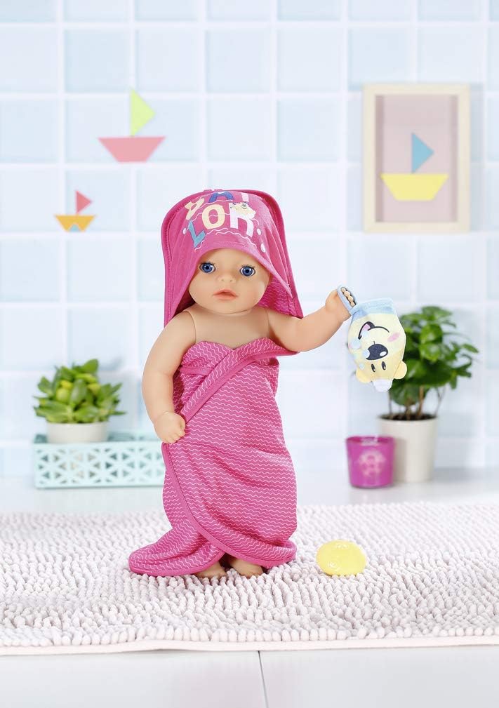 BABY Born 830635 Bath Hooded Towel Set Doll,Toy, Pink, 43cm - Image 4