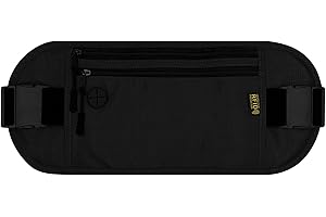 DEEZOMO RFID Blocking Money Belt for Travel Hidden Passport Holder Travel Wallect Pouch to Protect Money, Credit Cards Travel Documents for Men Women (Black)