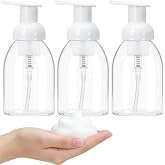 3 Pack 8oz Foaming Soap Dispenser Refillable Pump Bottle | BPA Free Clear Plastic Refillable Pump Bottle Empty Containers for Liquid Shampoo and Hand Soap