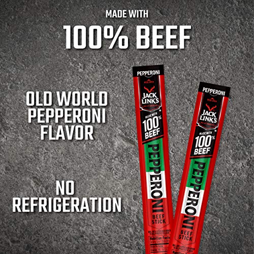 Jack Link's Beef Snack Stick, Pepperoni, 1.5Ounce Sticks (Pack of 24