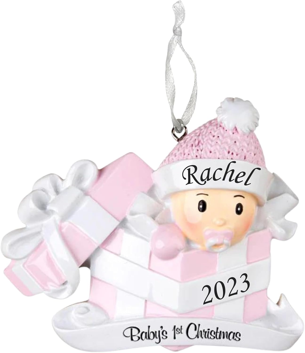 Ornaments - 2023 Personalized Ornament Baby's First Christmas Baby Girl in Present Christmas Tree Ornament Artisanal Customized Decoration Baby Ornaments-Free Personalization
