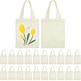 24 Pcs Small Canvas Tote Bags Bulk, Reusable Blank Canvas Tote Bags Bulk For Painting With Handles, Mini Grocery Bag To Decorate DIY Crafts For Kids Diy Craft Party Favors (9.84 X 7.87 Inch)
