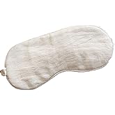 100% Pure Linen Sleep Mask Blackout Eye Mask for Sleeping, Eye Cover with Adjustable Strap - Organic Cotton Core Linen Eyes Mask Breathable for Travel - Gift for Women Men (raw Hemp Color)