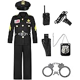 Frekuyrt Kids Police Costume Deluxe Police Officer Costume Cop Outfit Set for Boys Girls Halloween Cosplay Dress Up