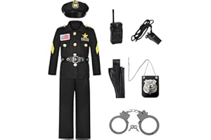 Frekuyrt Kids Police Costume Deluxe Police Officer Costume Cop Outfit Set for Boys Girls Halloween Cosplay Dress Up