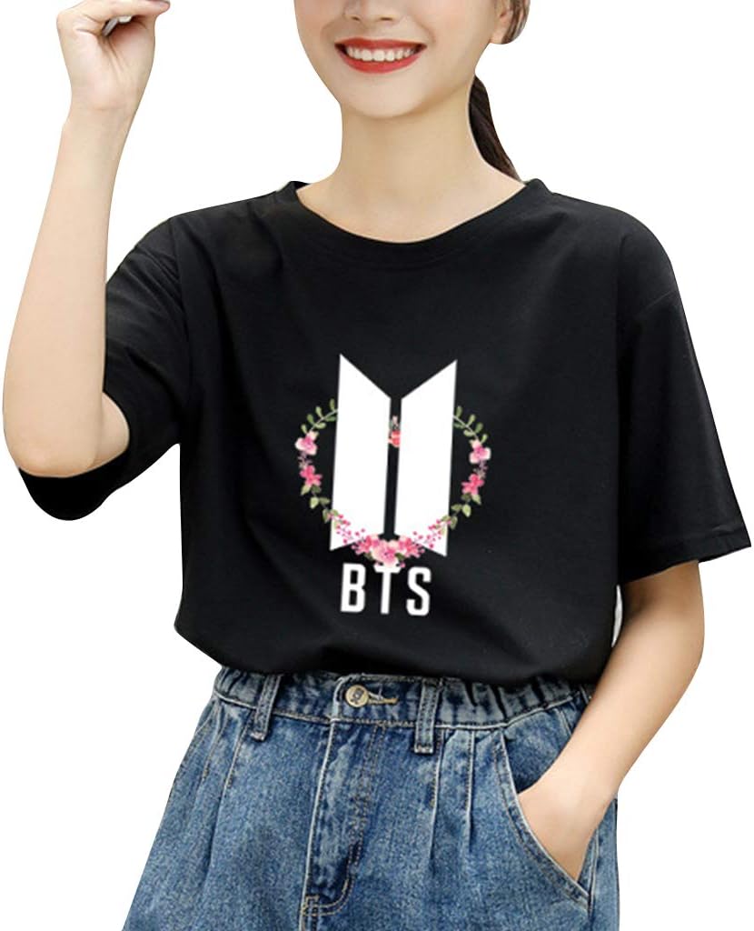 Unisex Kpop BTS Map of The Soul Persona T-Shirt Crop Top Jung Kook Jimin RM JIN JH Suga Women Teen (Black,M)