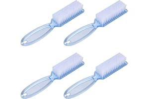 Yebeauty Nail Brush Fingernail Cleaner, 4 Pack Hand Scrub Cleaning Brush Plastic Hand Finger Toes Scrubbing Brush, Pedicure Nail Scrubber,Clear Blue