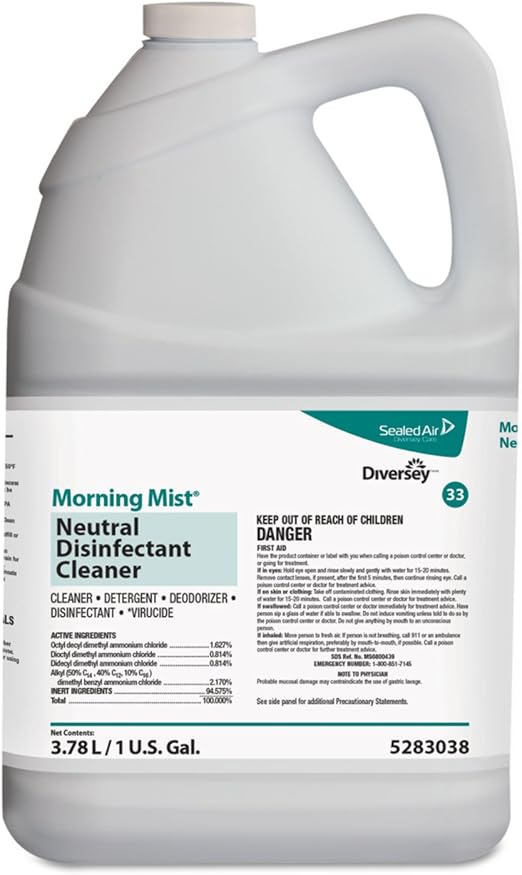 Amazon Com Diversey 538 Morning Mist Neutral Disinfectant Cleaner Fresh Scent 1gal Bottle Kitchen Dining