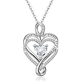 ELEDUCTMON Sterling Silver Heart Pendant Necklace for Women- Classic Adjustable Double Love Heart-Shaped Charm Necklace Hypoallergenic Cubic Zirconia Fashion Jewelry Gifts for Wife Mother