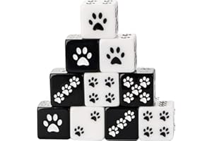 HDdais 10 Piece 16mm D6 Dice Set, Cat's Paw Six Sides Standard Dice 6 Sided Dice for DND PRG Wow Tabletop Games or Teaching Math
