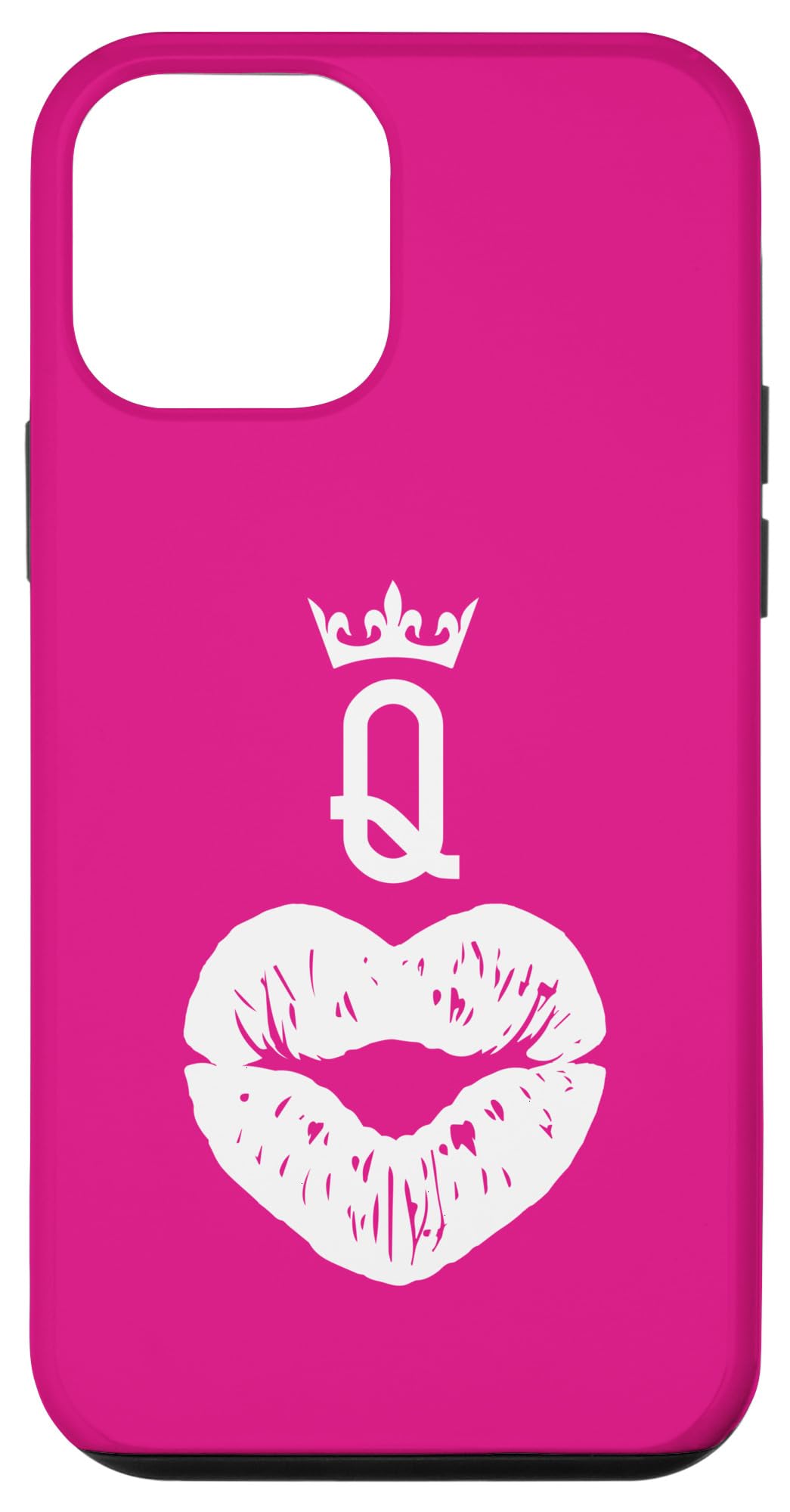 iPhone 12 mini Queen Of Hearts Card Valentine Lips. Valentine Kisses Pink Case
