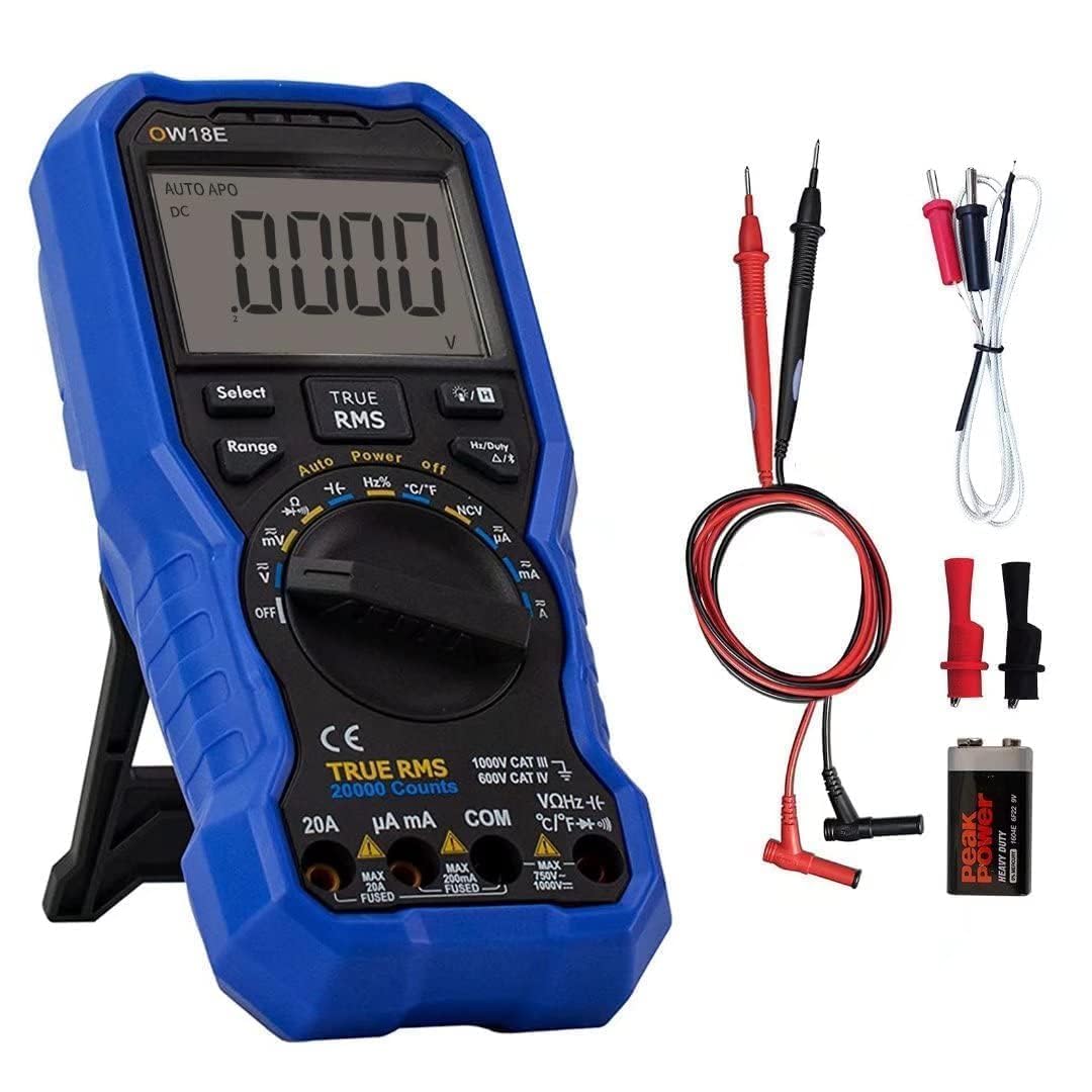 OWON OW18E Digital Multimeter, 20000 Counts Bluetooth Multimeter Electric Tester,T-rms Digital Voltmeter Multi Metre with Backlight Test Leads,NCV Data Logger,Volt Meter Ohmmeter Auto-ranging Tester