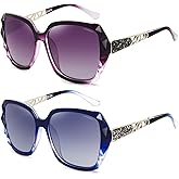 LECKIRUT Oversized Sunglasses for Women Polarized UV Protection Classic Fashion Ladies Shades Black Frame Gray Lens