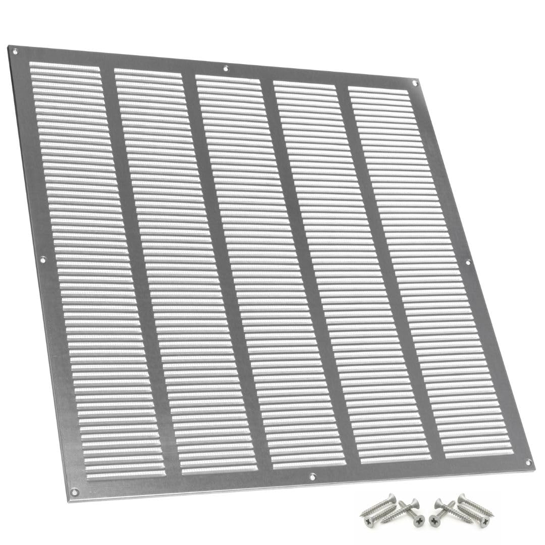Steinberg14 Galvanised Steel 500x500mm Air Vent Cover with Insect Mesh - 20x20 inch Ventilation Grille - Air Vent Register for Walls and Ceilings - Ventilation Cover for Outdoor and Indoor