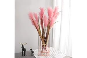 Faux Pampas Grass – 3 Stems Extra Large 35" Pampas Grass Decor for Modern Vases, Home Decor & Boho Wedding Decor (PINK, 3)