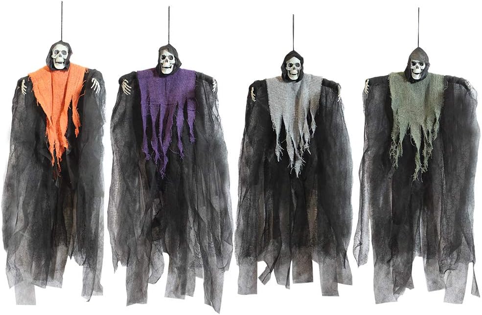 Halloween Decor 4 Pack 24" Hanging Grim Reapers Ghost Different Colored Halloween Decor 4 Pack 24" Hanging Grim Reapers Ghost Different Colored