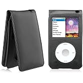 Leather Protective Shell Case Cover for Apple iPod Classic 6th 7th 80GB, 120GB Thin 160GB and iPod Video 5th 30gb with Belt Clip + Screen Protector-10.5mm Thickness Thin Version